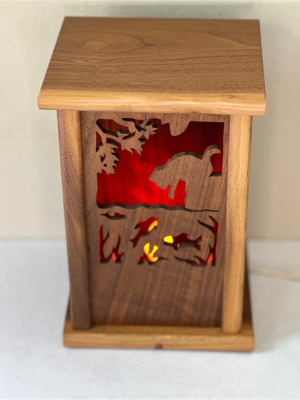 Vintage Handmade Wooden Silhouette Light Box Night Lamp Interchangeable Slats